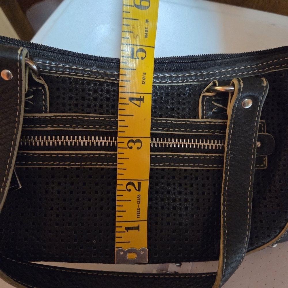 Vintage Fossil Y2K Black Leather Perforated Mini Bag - Picture 12 of 12